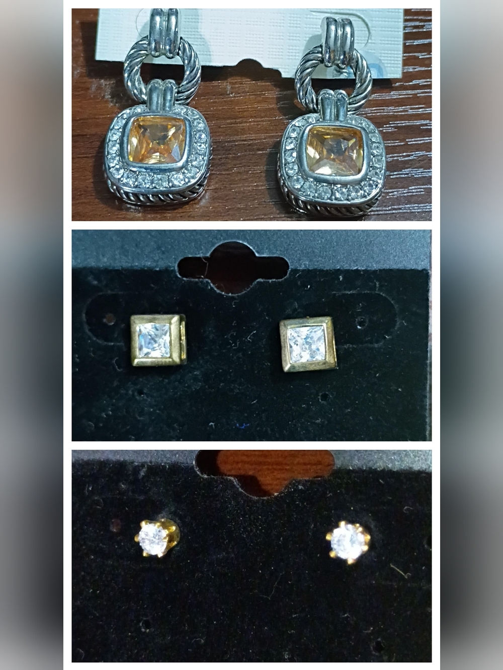 Gold and Clear CZ Earring Trio – Women’s Jewelry